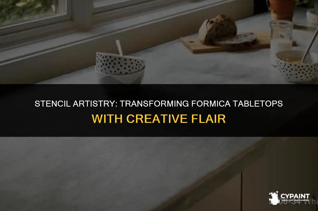 how to paint a stencil on a formica table top