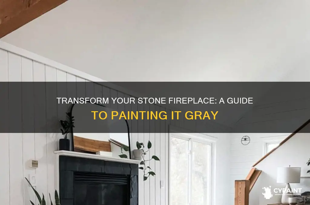 how to paint a stone fireplace gray
