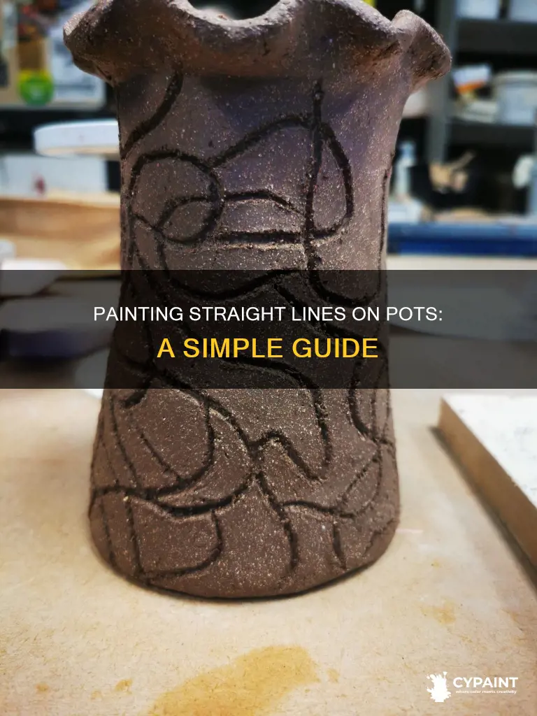 how to paint a straight line on a pot