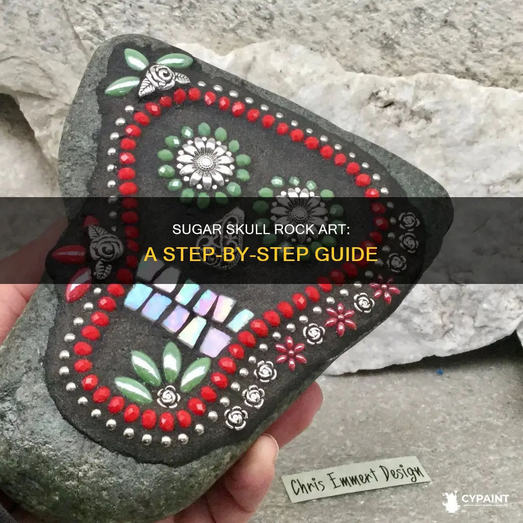 how to paint a sugar skull on a rock