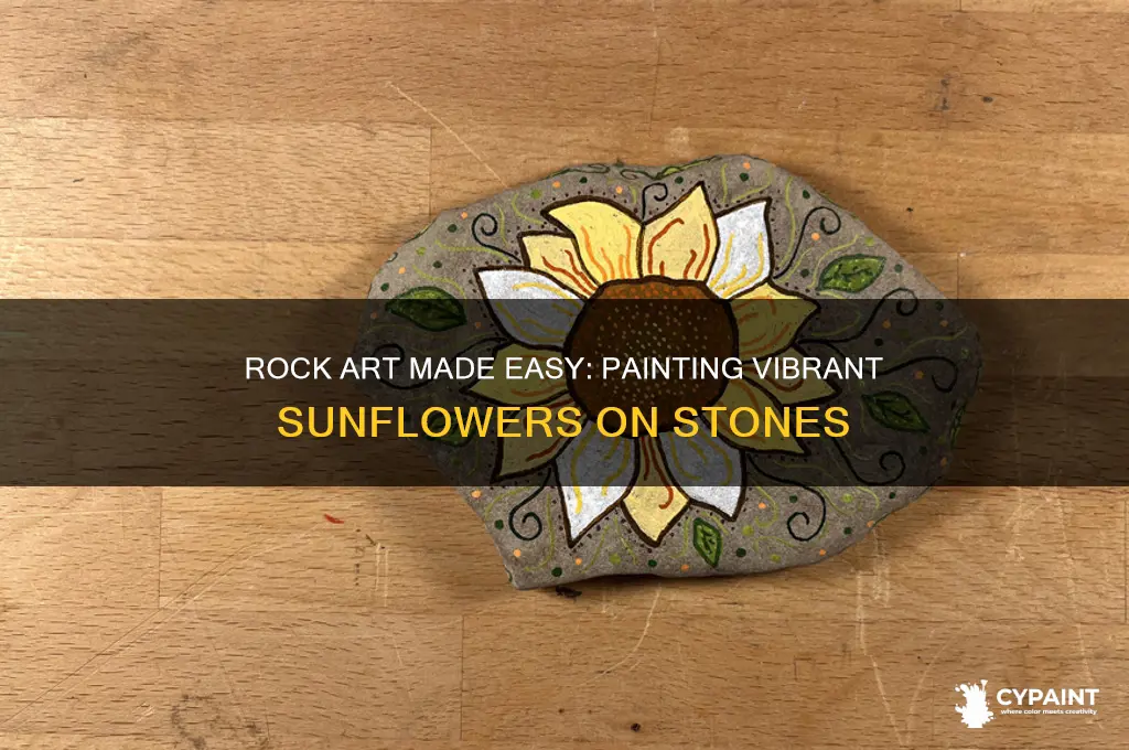 how to paint a sunflower on a rock
