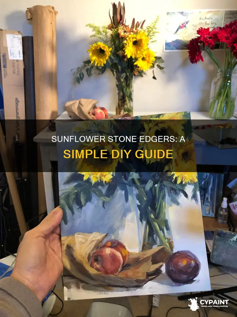 how to paint a sunflower on a stone edger