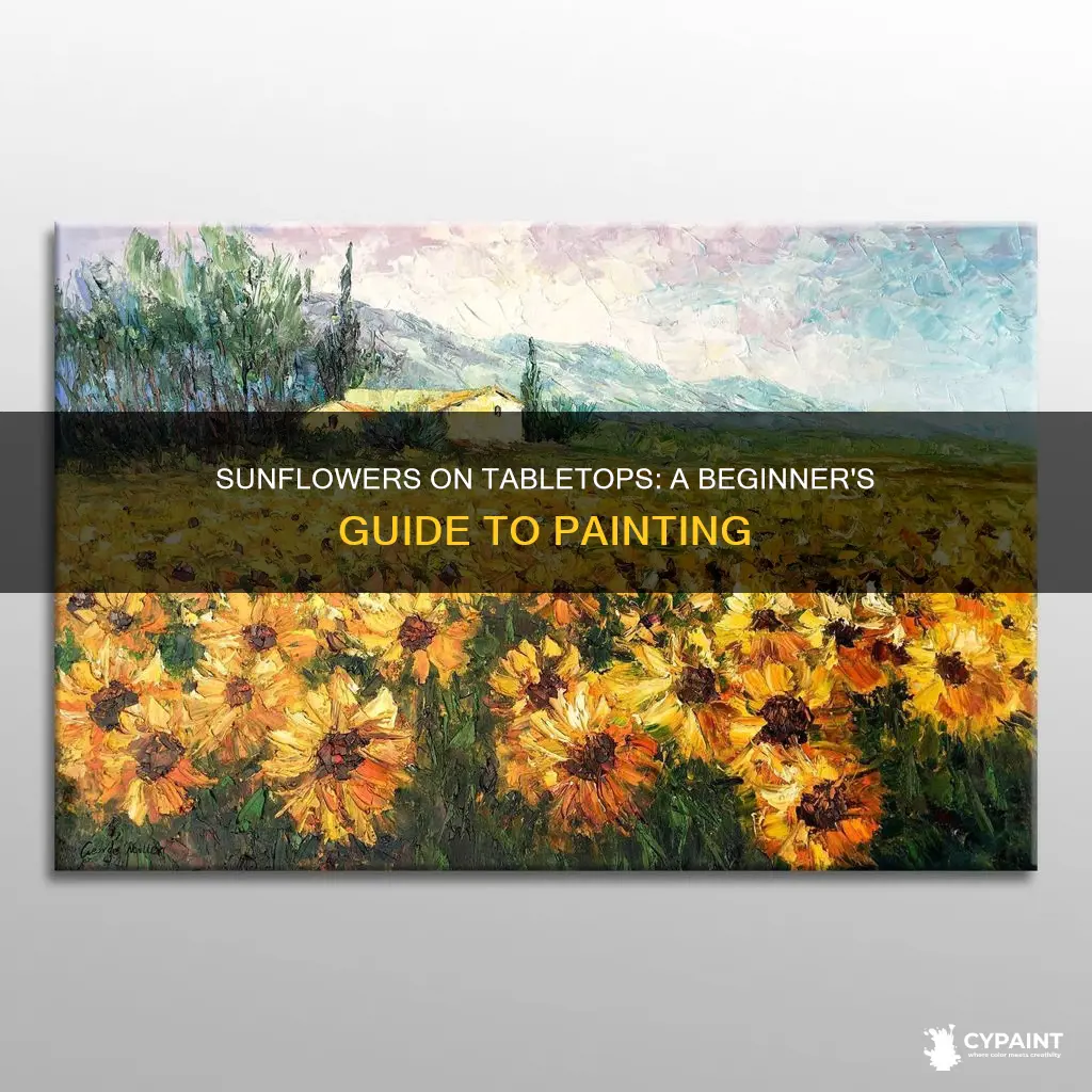 how to paint a sunflower on a table top