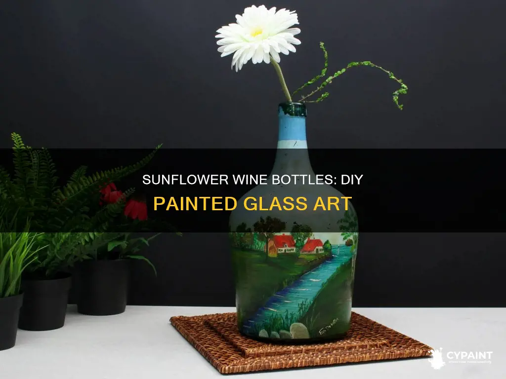 how to paint a sunflower on a wine bottle