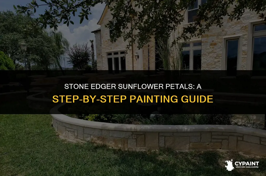 how to paint a sunflower petal on a stone edger