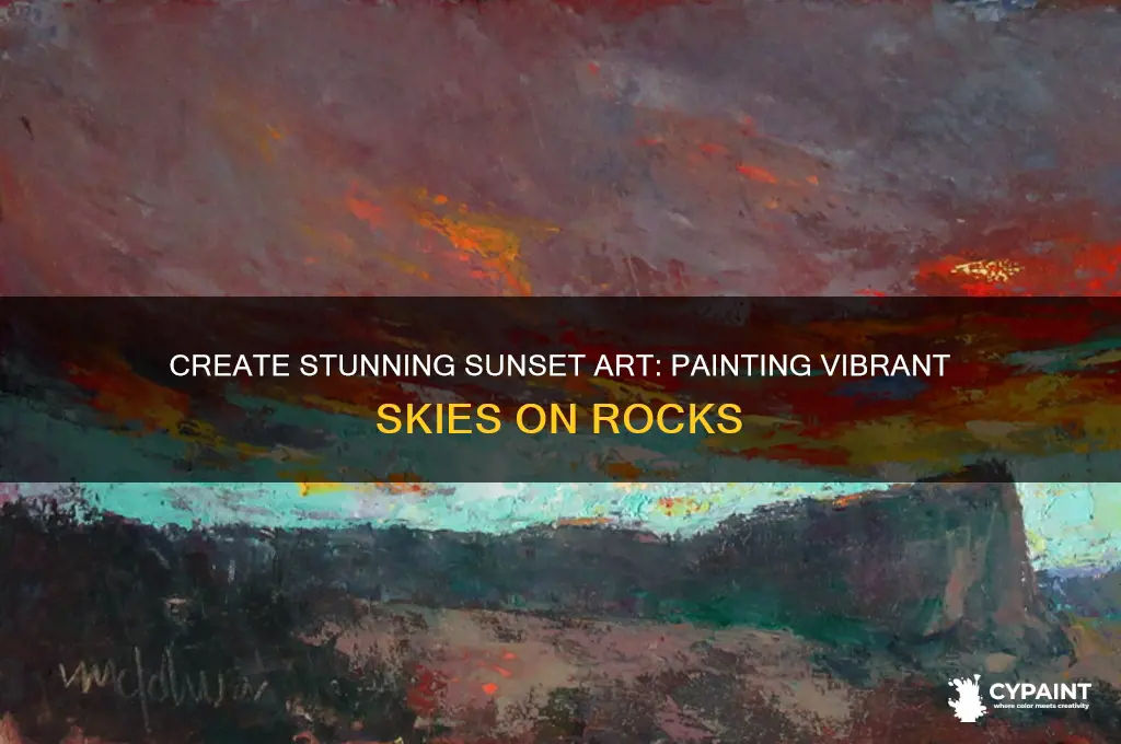 how to paint a sunset on a rock