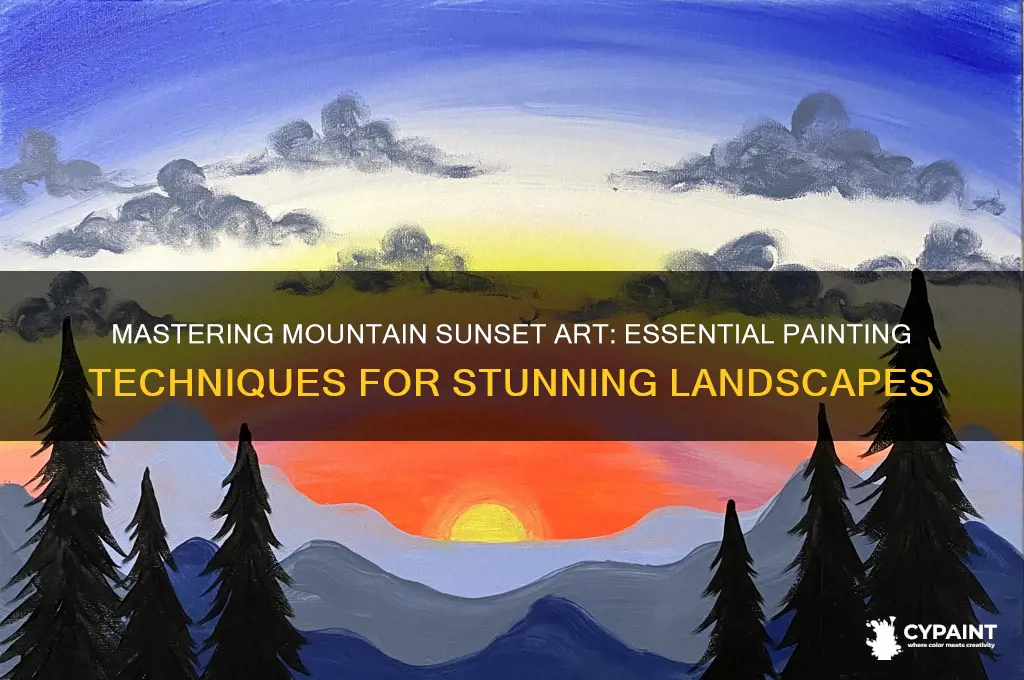 how to paint a sunset over mountains