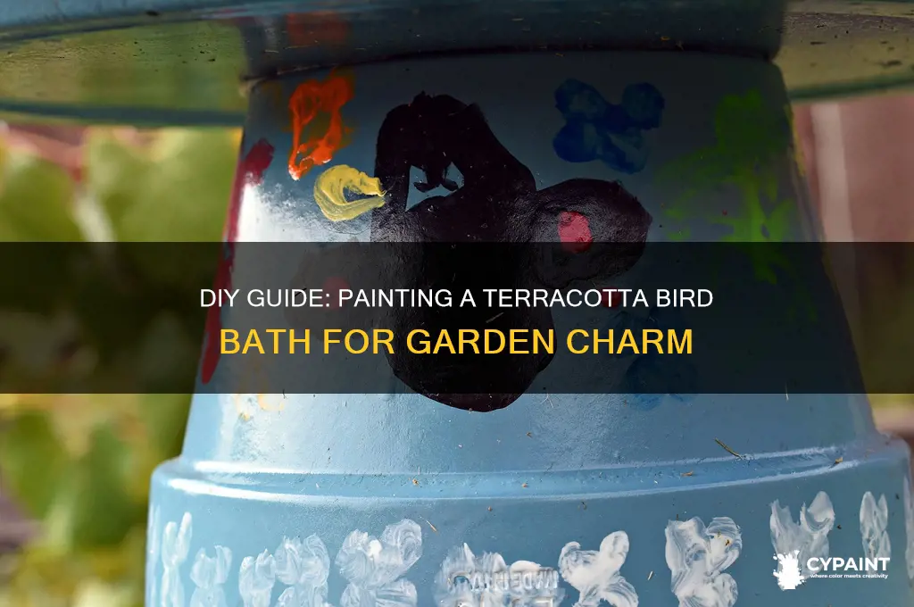 how to paint a terracotta bird bath