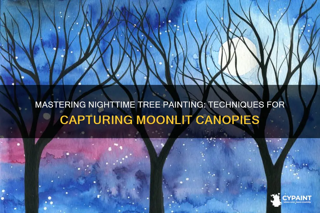 how to paint a tree at night