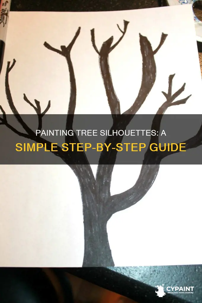 how to paint a tree silhouette step by step
