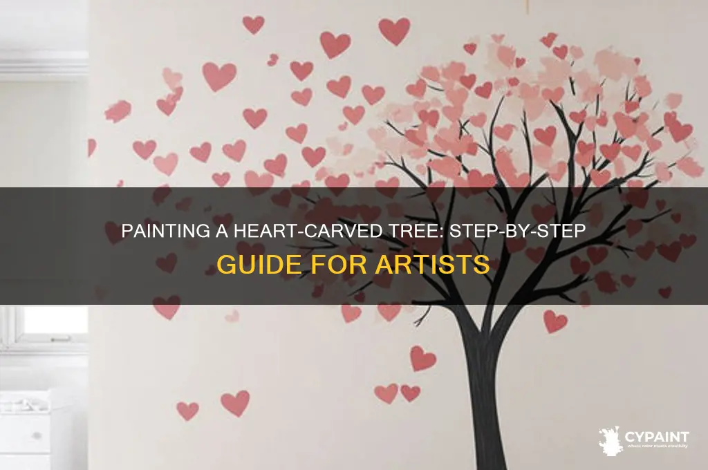 how to paint a tree with heart carved