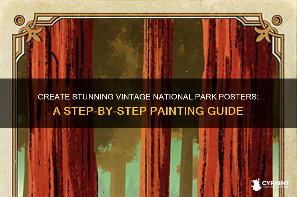 how to paint a vintage national park poster