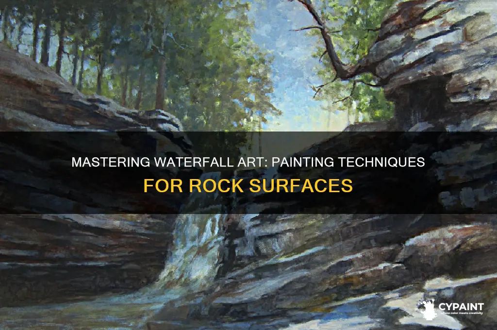 how to paint a waterfall on a rock