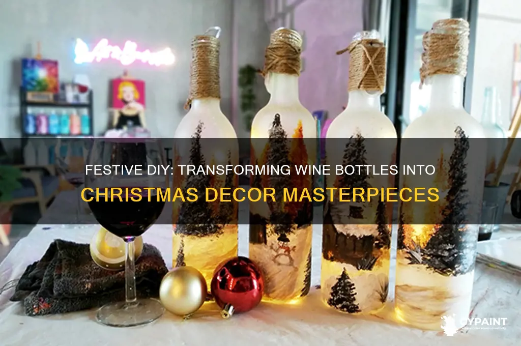 how to paint a wine bottle for christmas