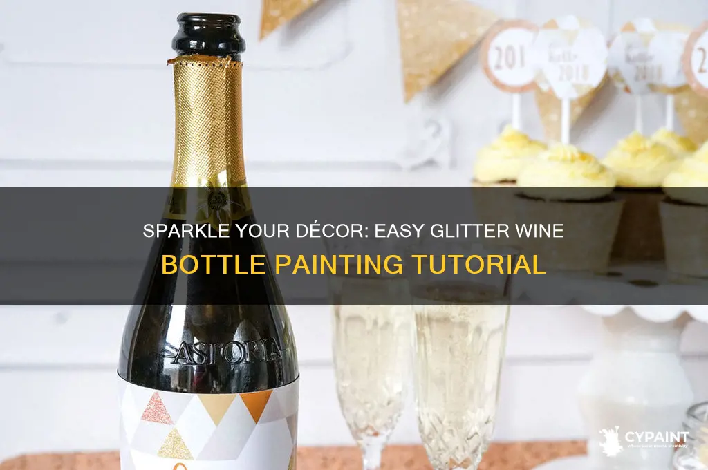 how to paint a wine bottle with glitter