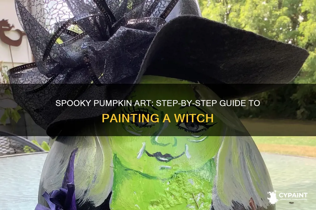 how to paint a witch on a pumpkin