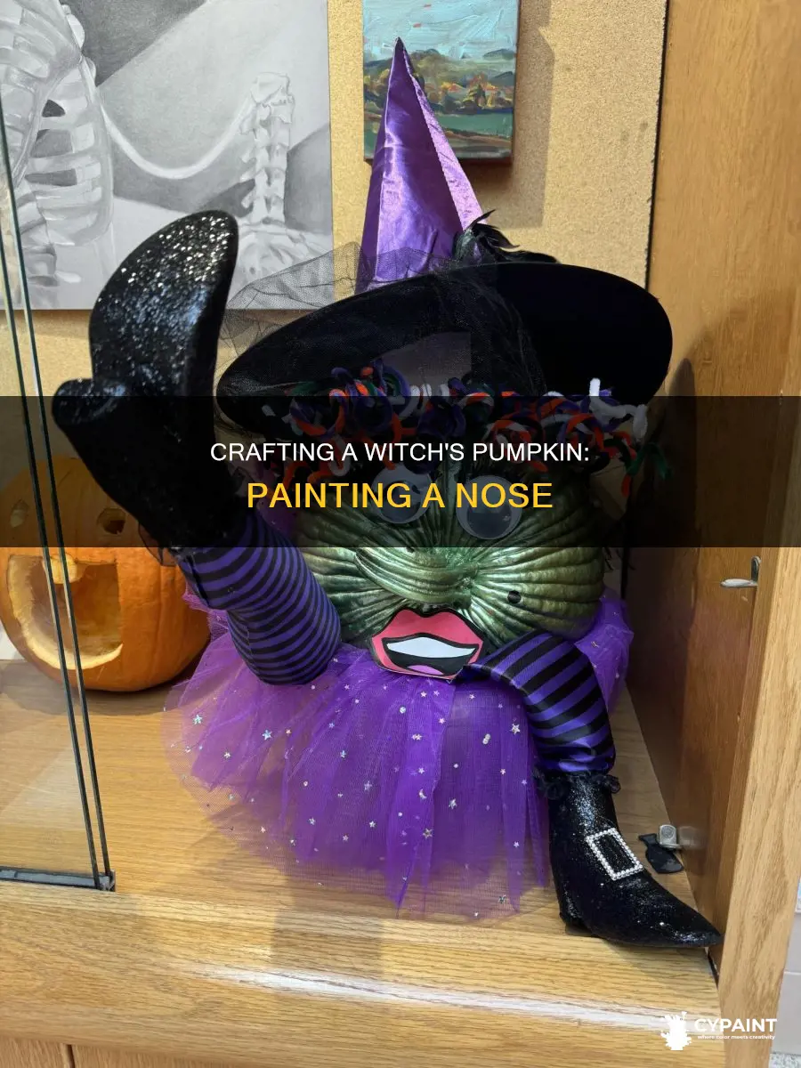 how to paint a witches nose on a pumpkin
