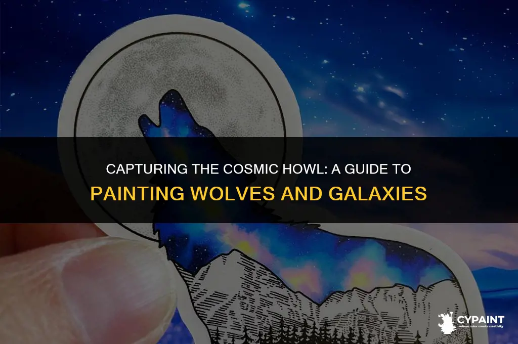 how to paint a wolf howling at the moon galaxy