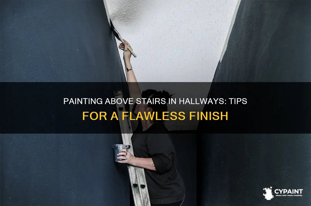 how to paint above stairs in a hallway