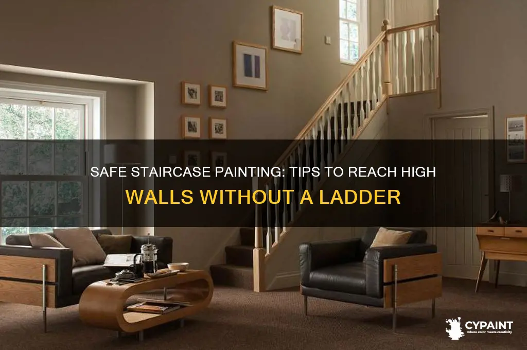how to paint above stairs without ladder
