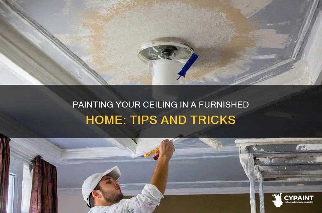 how to paint aceiling in a furnished home