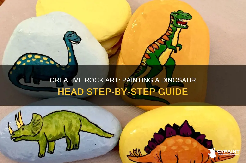 how to paint adinosaur head on a rock