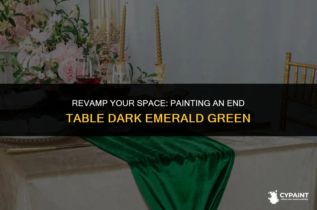 how to paint an end table a dark emerald green