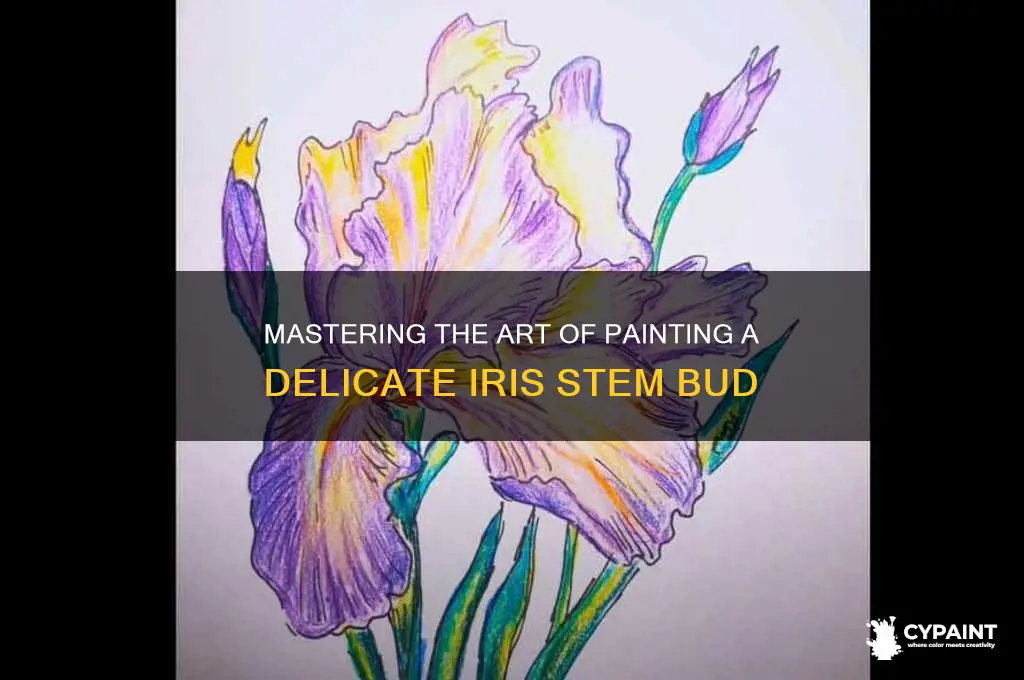 how to paint an iris stem bud