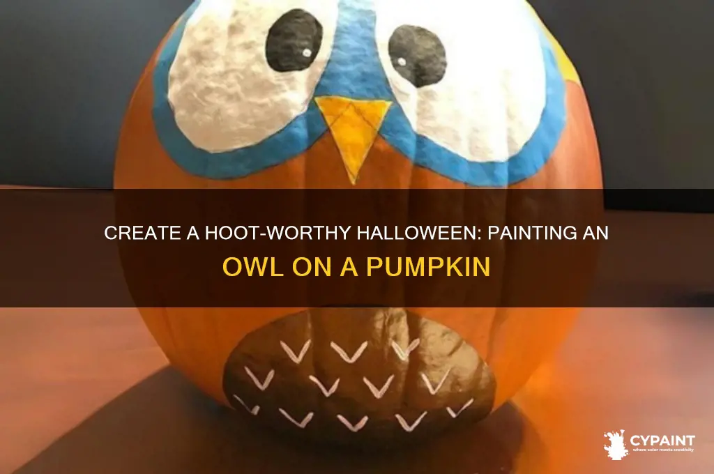 how to paint an owl on a pumpkin