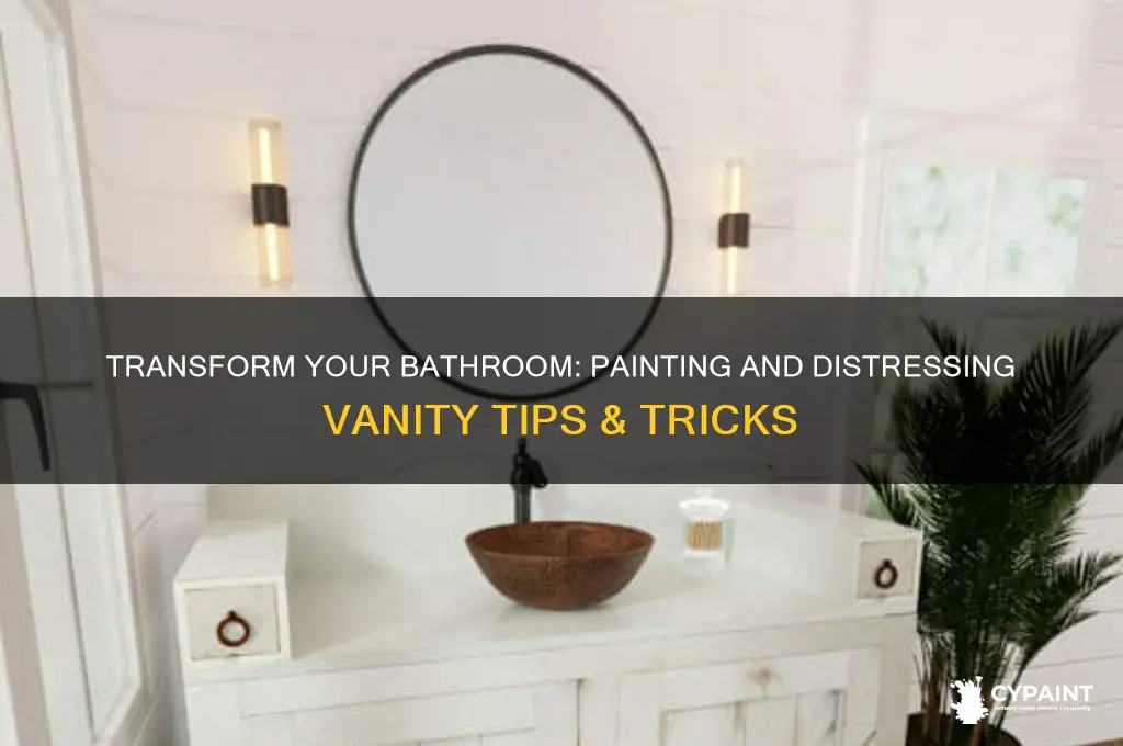 how to paint and distress bathroom vanity