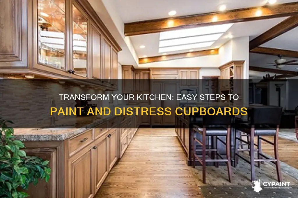 how to paint and distress kitchen cupboards