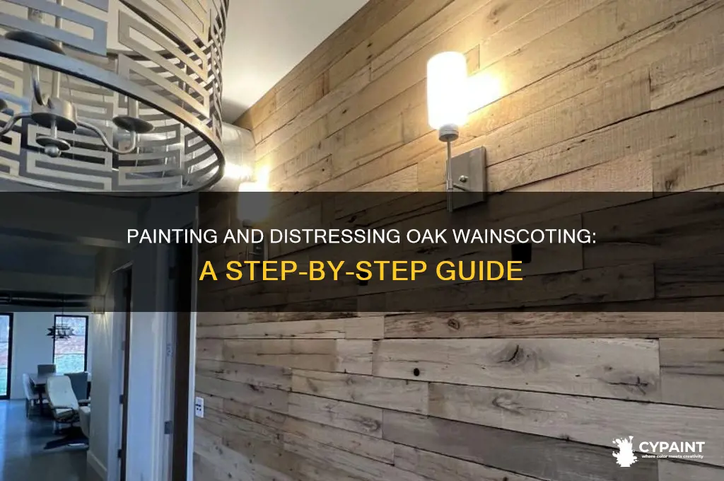 how to paint and distress oak wainscoting panels