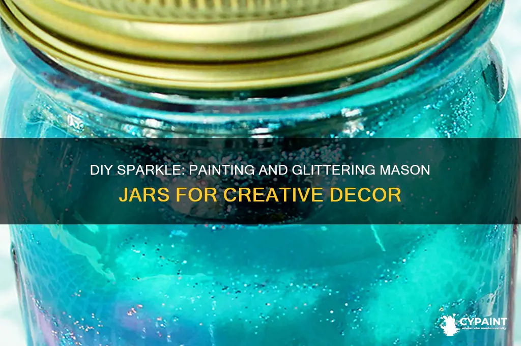 how to paint and glitter mason jars