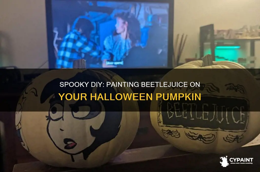 how to paint beetlejuice on a pumpkin