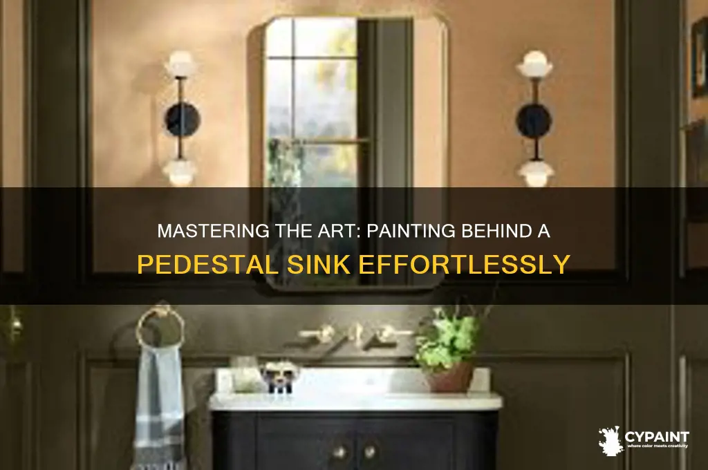 how to paint behind a pedestal sink