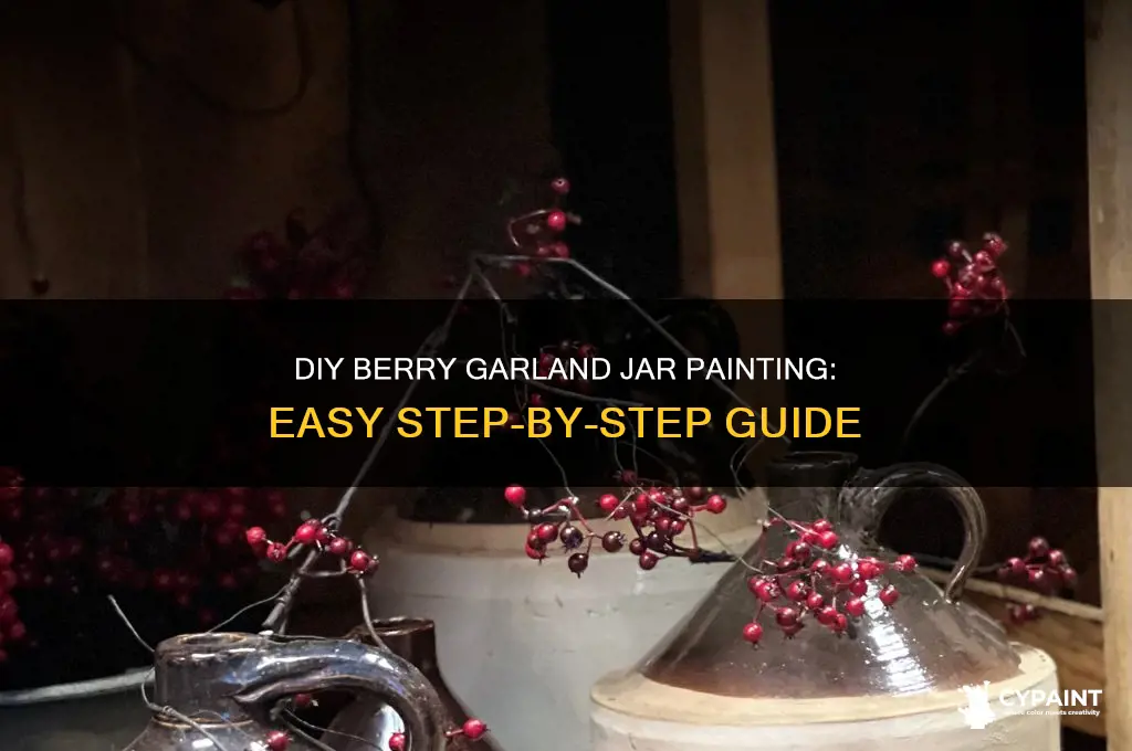 how to paint berry garland on jar