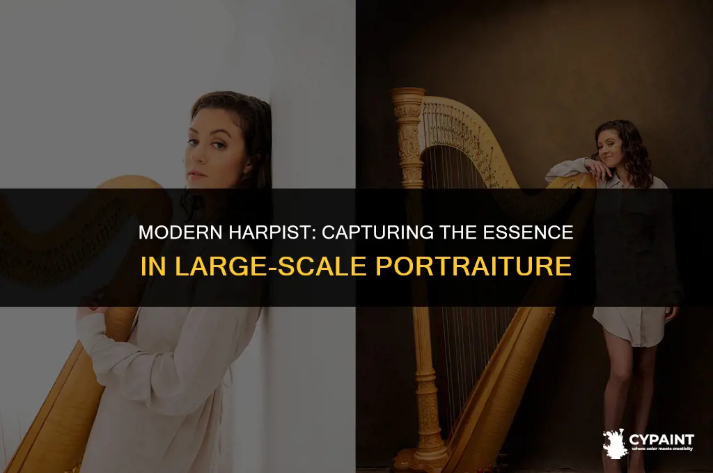 how to paint big portraits man with harp modern painting