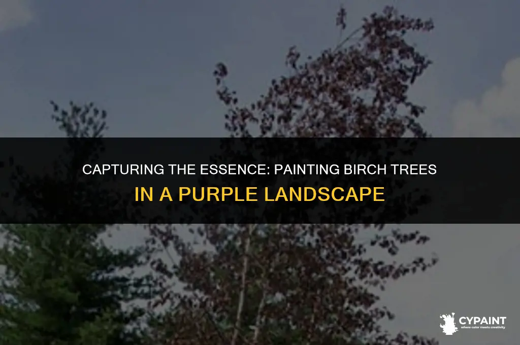 how to paint birch tree bark in a purple landscape