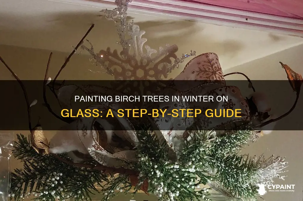 how to paint birch trees in winter on glass