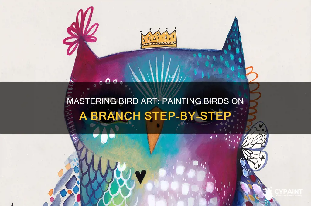 how to paint birds on a branch