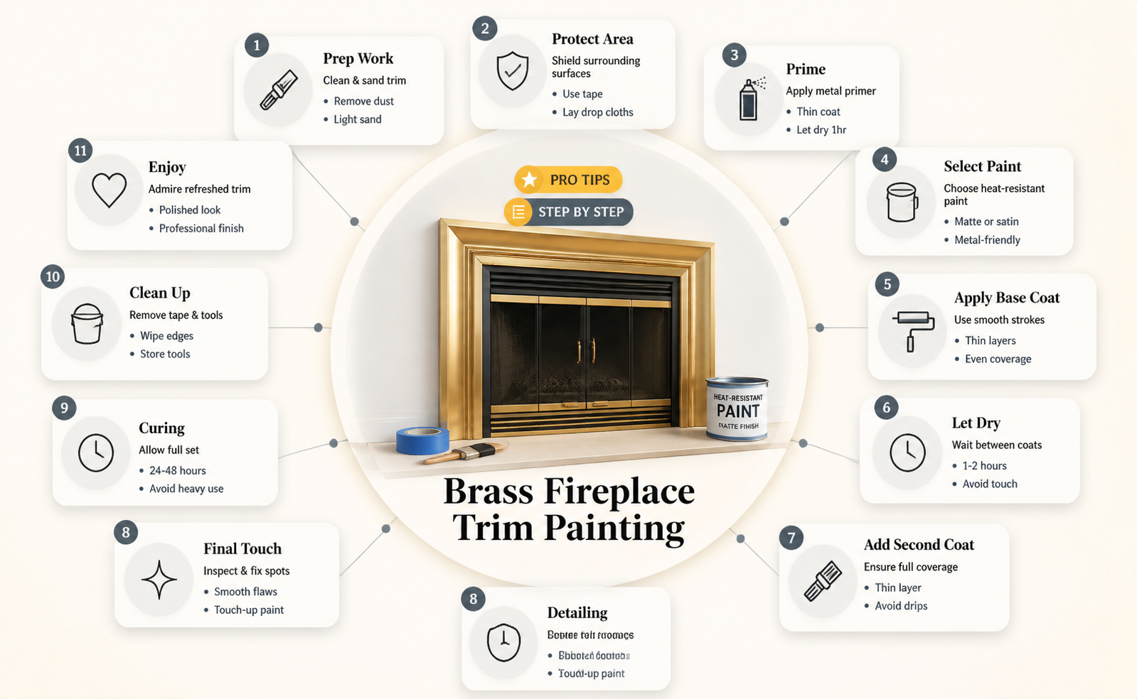 can i paint the brass trim on my fireplace