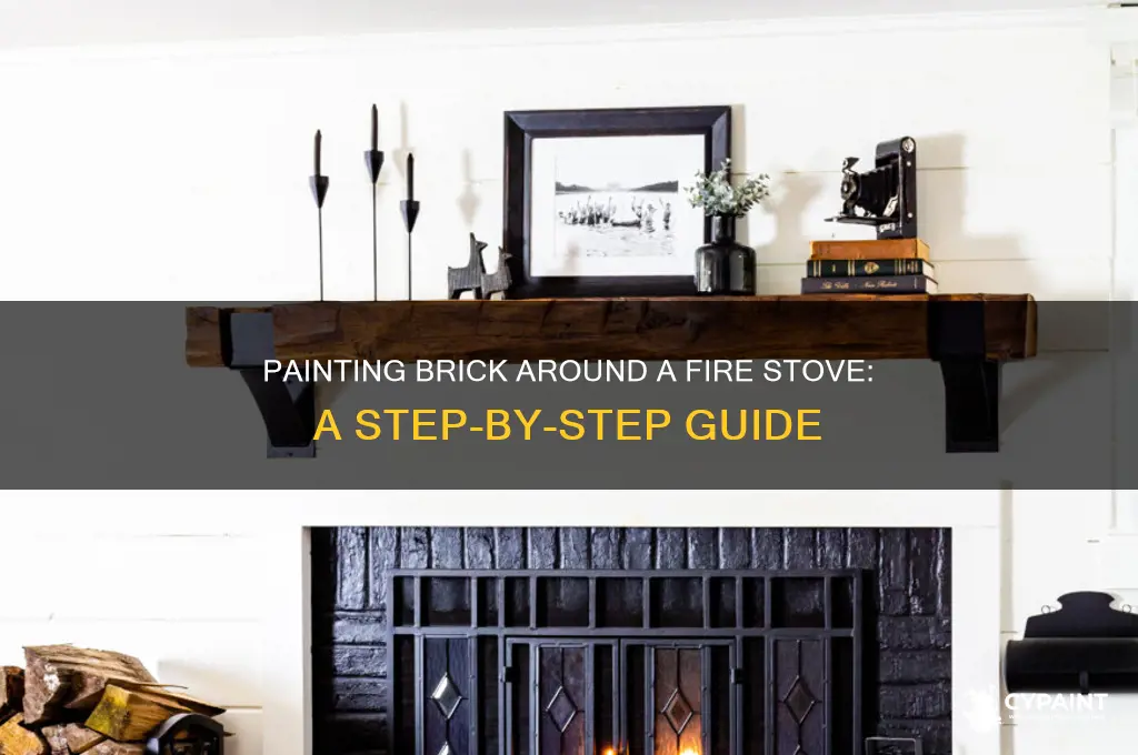how to paint brick around a fire stove