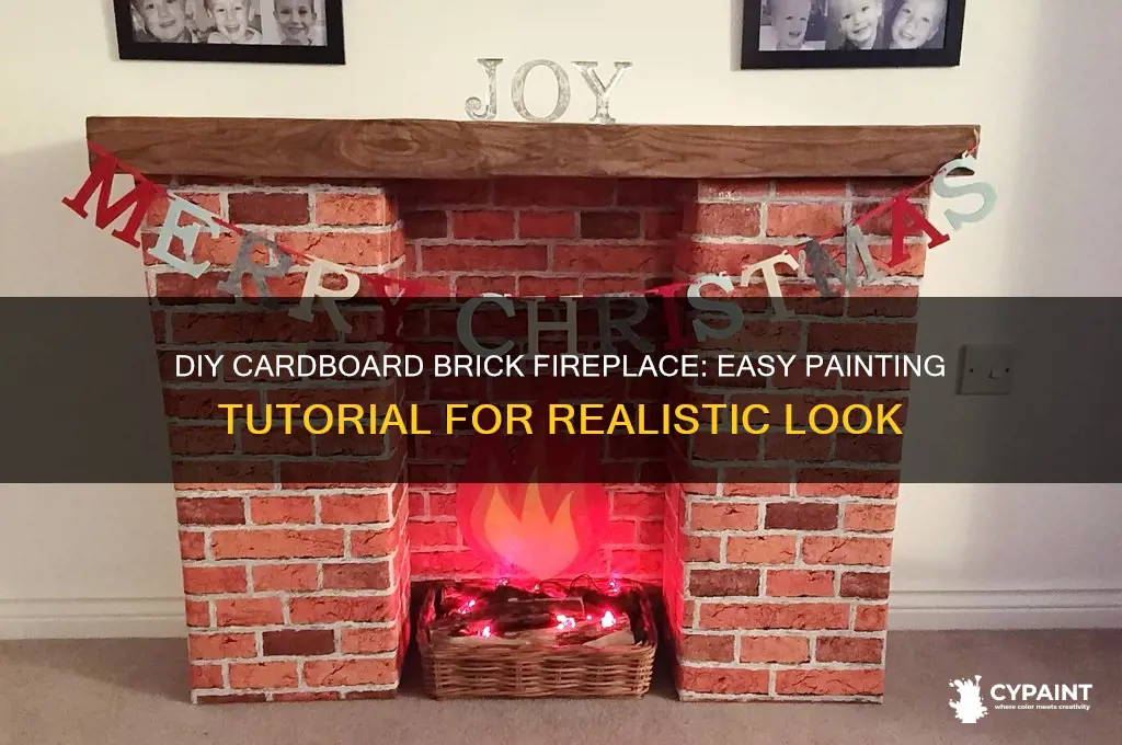 how to paint brick fireplace on cardboard