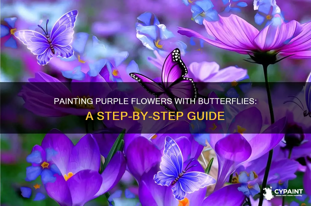 how to paint butterfly with purple flpowers
