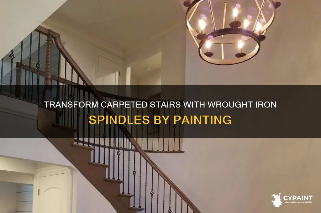 how to paint carpeted stairs with wrought iron spindles