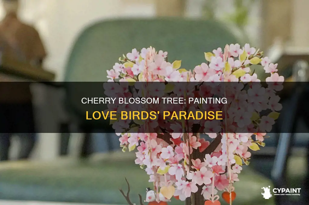 how to paint cherry blossom tree and love birds