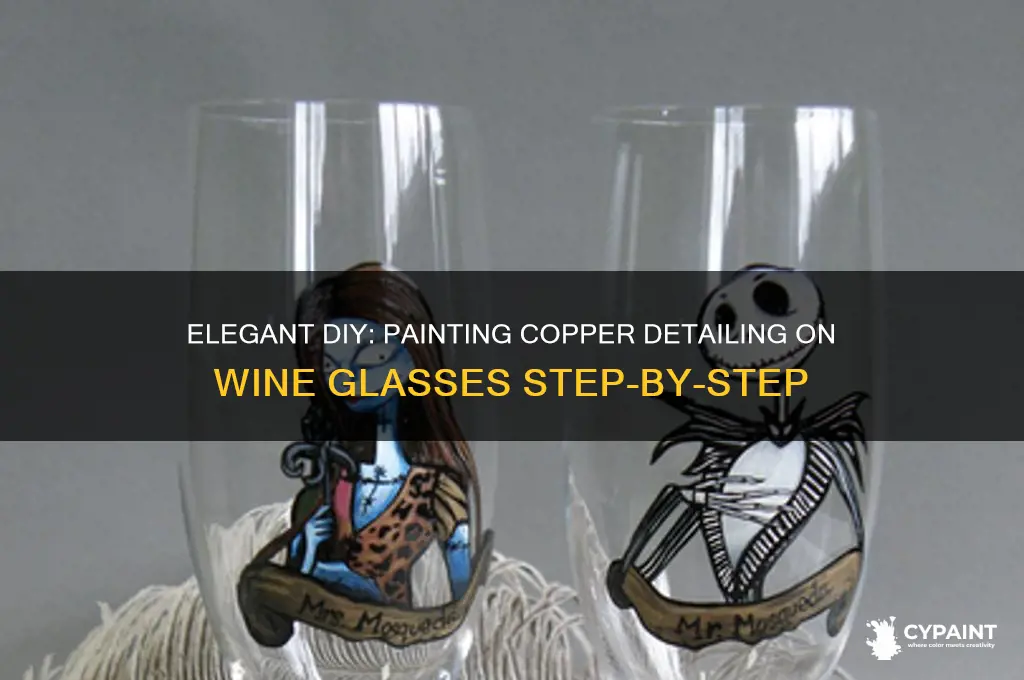 how to paint copper detailing to wine glass