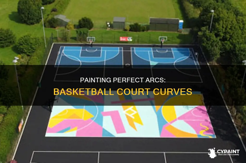 how to paint curved lines on a basketball court