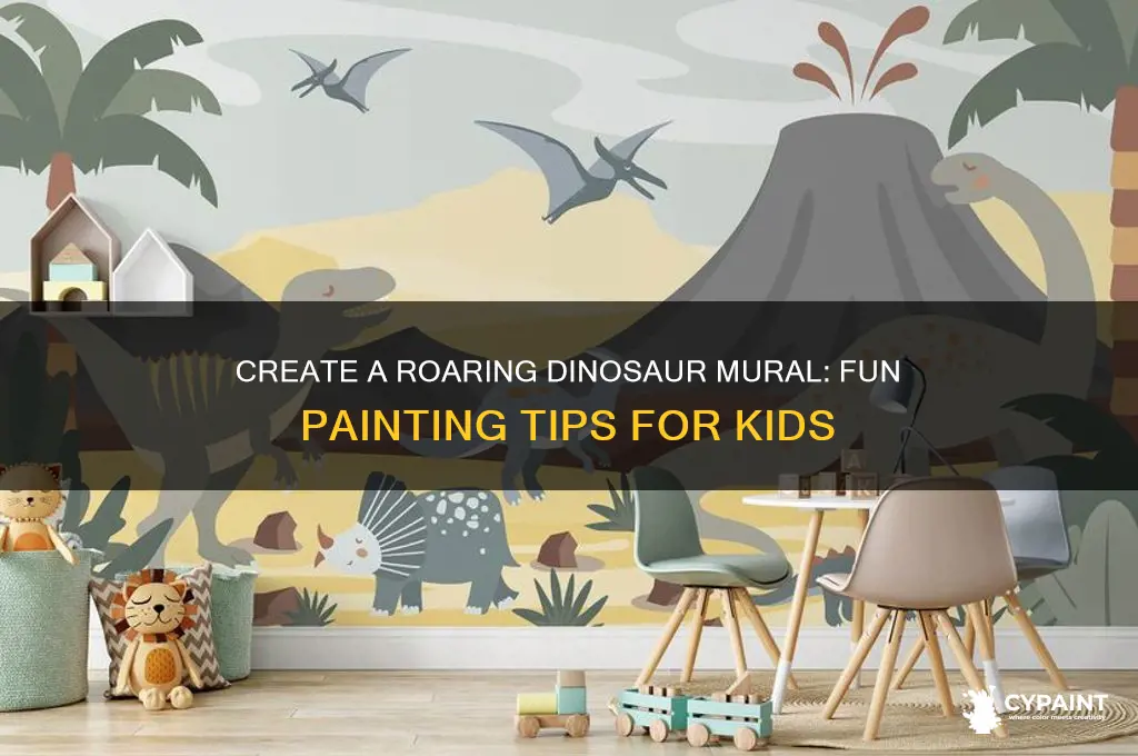how to paint dinosaur mural for children