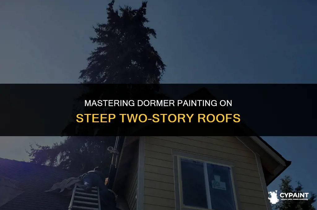 how to paint dormers on a two story steep roof